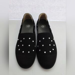 Revitalign Orthotic Embellished Slip-Ons Shoes Stretch Knit Black Gem Accent 9B